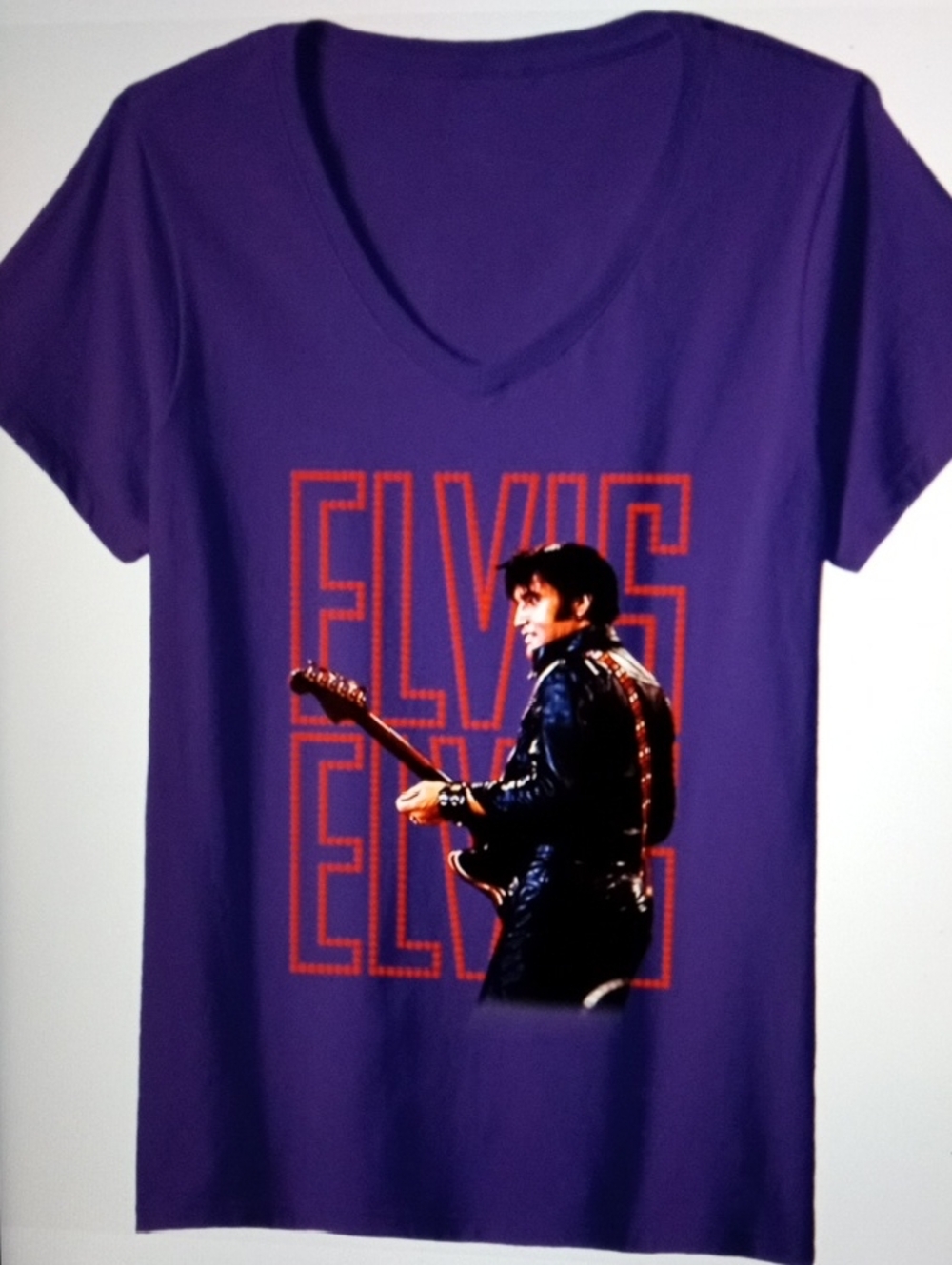 Women's Purple Short Sleeve Graphic Tee - Elvis Presley. Sz Medium